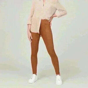 SPANX Faux Suede Leggings High Rise Rich Caramel Size Medium